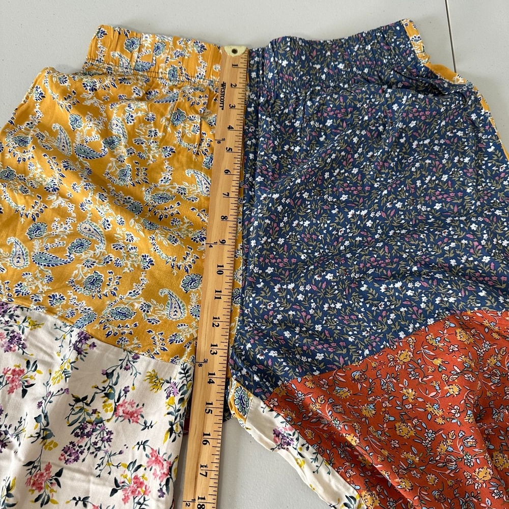 Natural Life Pull on Wide Leg Pants Size L Patchwork Floral Boho Cottagecore - Picture 6 of 8